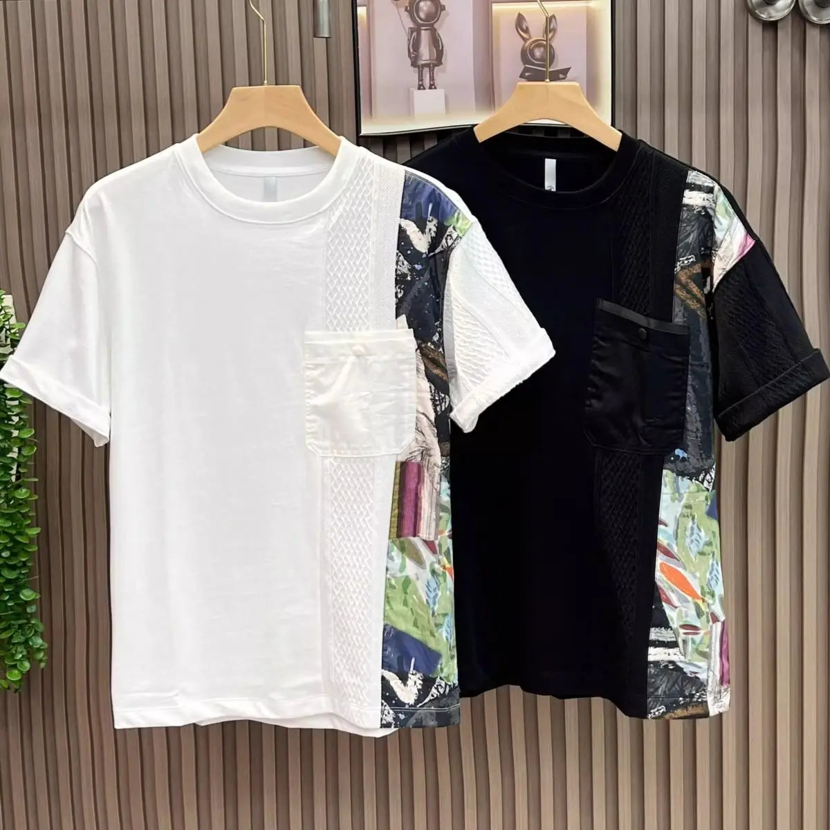 American Casual Summer Patchwork Color Block Loose Short Sleeve T-Shirt(Available)