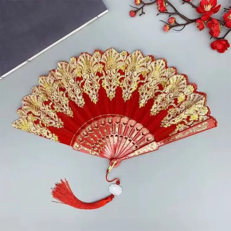 Wedding,Dance,Handheld,Folding Fan,Plastic Fan,Chinese Style,Art Craft