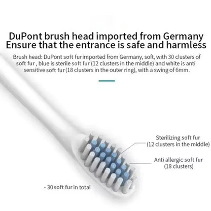 Adult Sonic Electric Toothbrush IPX7 Waterproof with DuPont Brush Head USB Rechargeable High-Frequency Cleaning 6 Modes