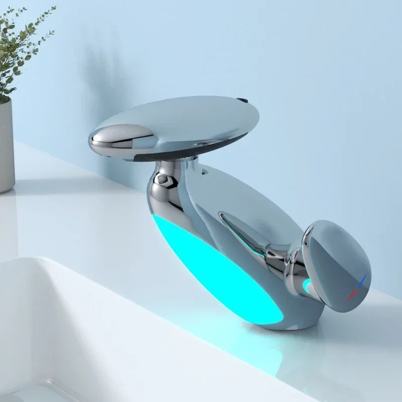 Bathroom Faucet with LED lighting Multi Functional Luxury Personality Drawing Faucet Cold and Hot faucet for household or Hotel