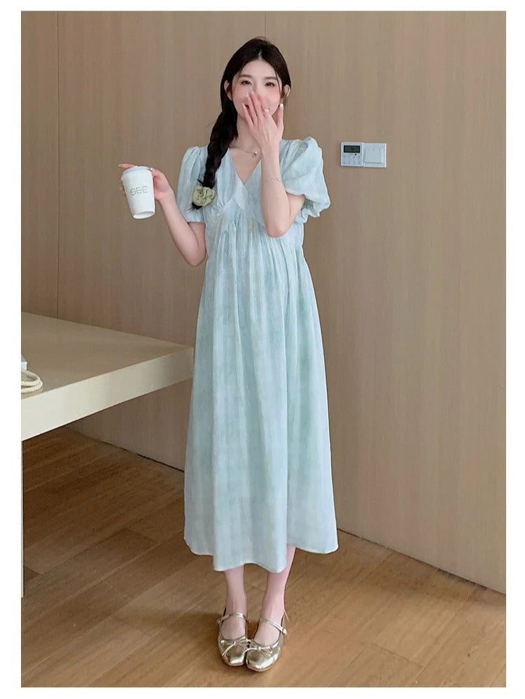 Pregnant Women's Dress Summer 2025 Fashionable Western Style Loose Belly Covering French High Waisted Long Skirt