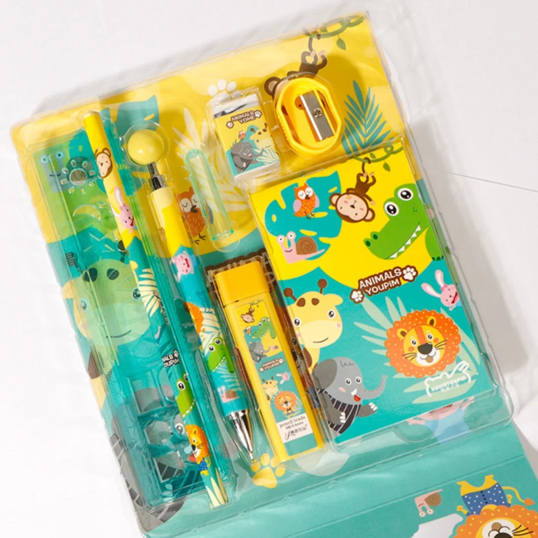 5/8 Stationery Set Notebook Pencil Automatic Pencil Pencil Cap Pencil Sharpener Pencil Refill Geometric Ruler Eraser for Kids