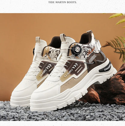 Men's Casual Outdoor Boots Fall Breathable Trendy Versatile Leisure Knob Board Shoes Anti-slip Riding Fashion Sneakers