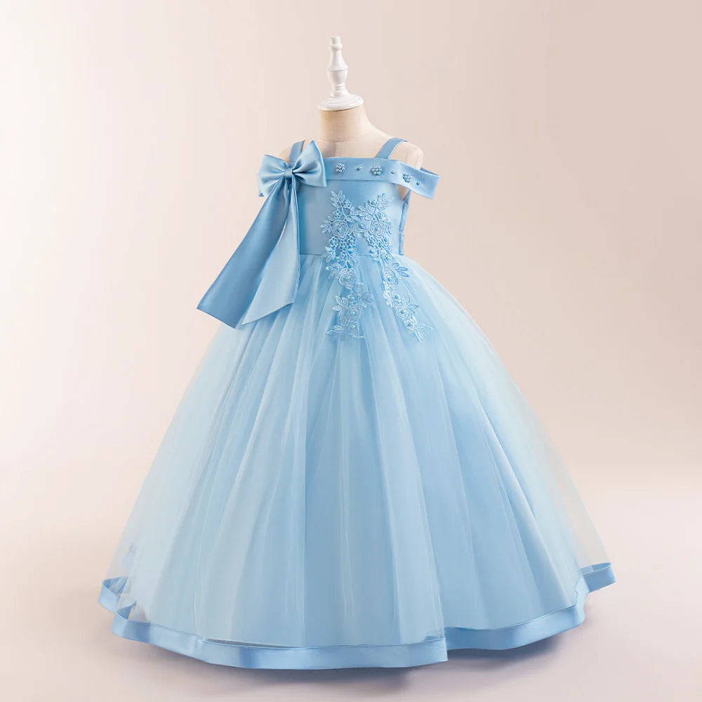 Fashion Bridesmaids Party Girls Dresses Elegant Flower Wedding Princess Dress for Girl Birthday Evening Prom Christmas Costumes