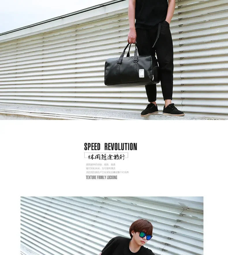 Gym Bag Leather Sports Bags Dry Wet Bags For Men Women  Training for Shoes Fitness Yoga Travel Luggage Shoulder Sport Bag