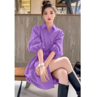 New Spring Summer Women's Dress Clothes Fashion Elegant Temperament Waist Causal All-Match Pullover Dress Ladies Vestidos