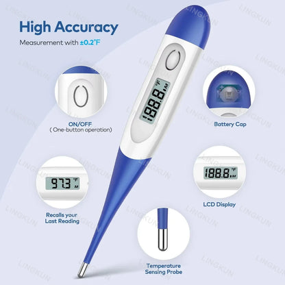 Household Adults Children Thermometers for Fever Thermometer Electronic Soft Head Digital Oral Armpit Temperature Measurement