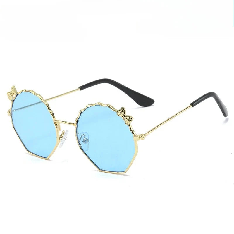 Summer Fashion Kids Sunglasses Trendy Bowknot Metal Frame Sun Glasses for Boys Girls Outdoor Anti UV Eyewear UV400