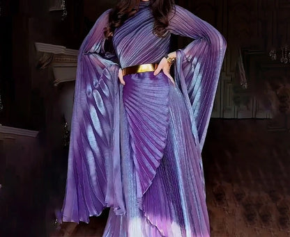 Elegant Party Dress for Women Temperament Fashion 2025 Fall Winter New Batwing Sleeve Shawl Split Vestidos Evening Long Dresses