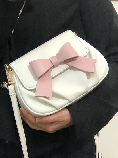 Beautiful Women Bag Bow Small Round Bag Pleated Cloud Bag Soft Versatile Shoulder Messenger Bags