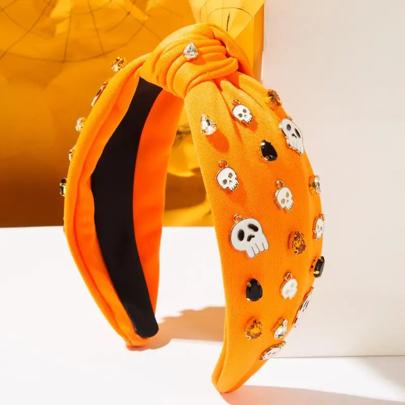 Designer Hair Accessories for Women Featuring Skull, Letters, Diamonds, and Rice Beads, Halloween Styling