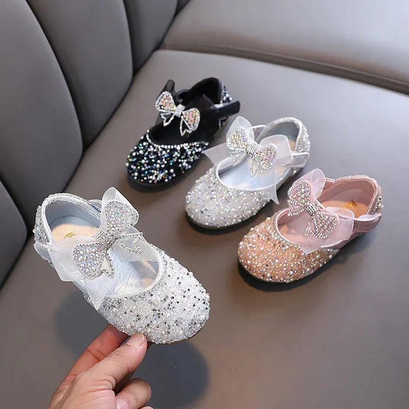 Rhinestone Sequins Girls Princess Shoes Children Party Dance Shoes Student Spring Autumn New Flats Kids Performance Shoes