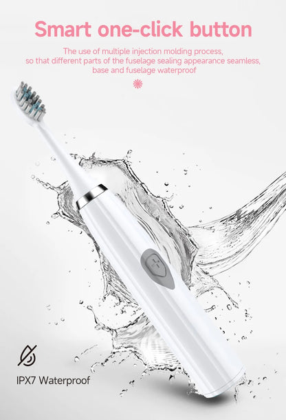 1pc White/Pink Electric Toothbrush Adult Model Soft Bristle Electric Toothbrush Battery Model Family Set Electric Toothbrush