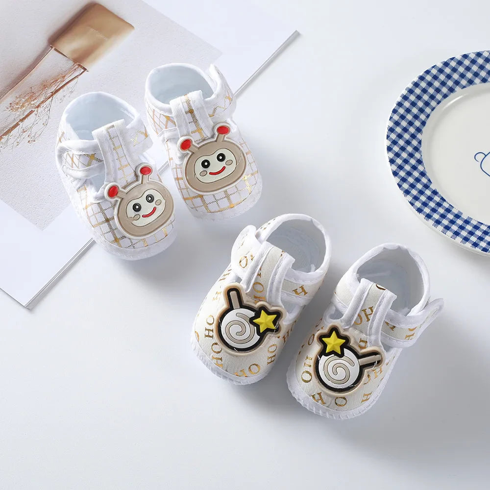 Newborn Baby Boy Girls Shoes Spring Autumn Lovely Floral Embroidery Anti-Slip Sneaker Crib Shoes Soft Cotton Cute First Walkers