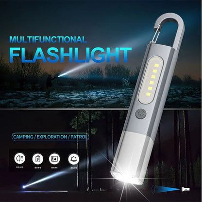 Super Bright LED+COB Flashlight Type-C USB Rechargeable Flashlights 3 Lighting Modes Emergency Light Outdoor Waterproof Torch