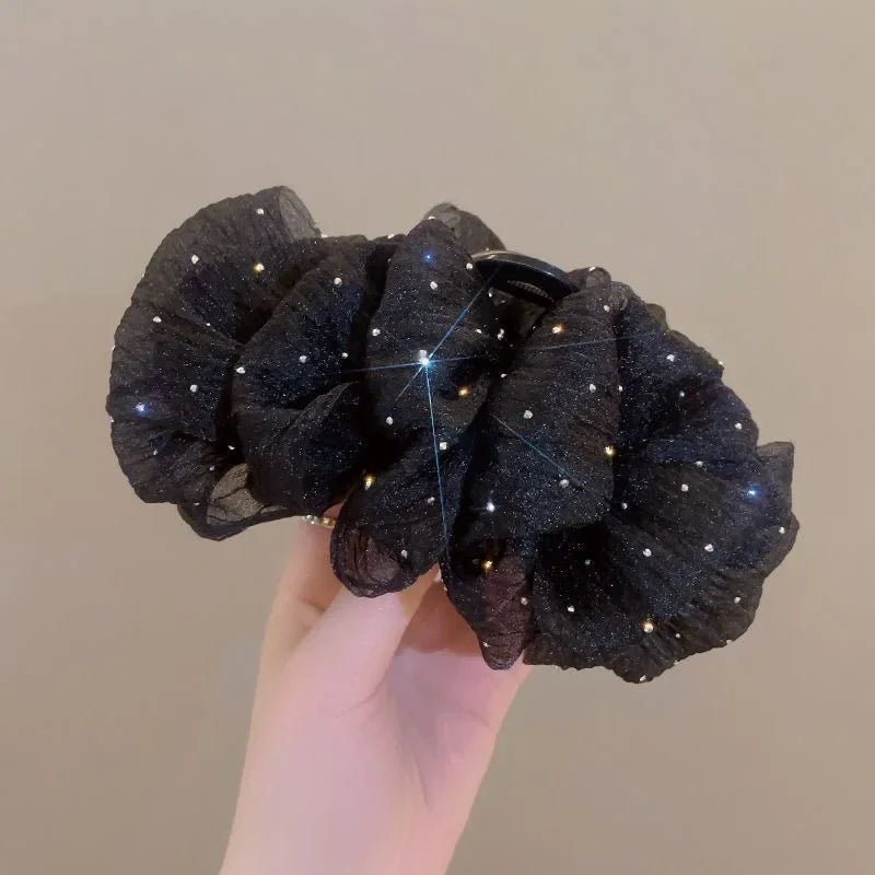 Mesh Bow Hair Clips Women Fashion Grab Claw Clip Female Hair Accessories Korea Elegant Hair Ornament Temperament Girls Headdress