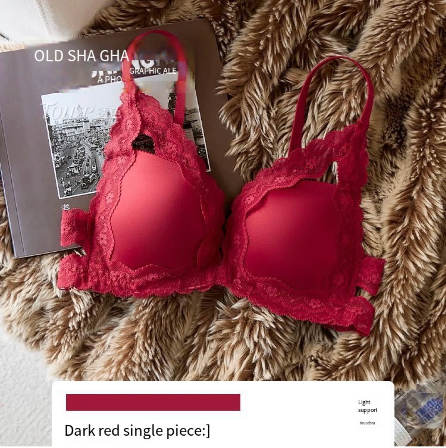 Front button underwear ladies small breasts gathered 2025 spring summer new sexy pure lace white beautiful back bra set