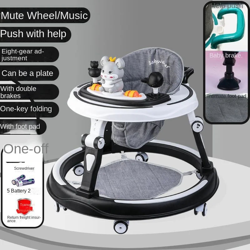 Lazychild Baby Walker 8-gear Adjustable Multi-function Anti-O-leg Anti-rollover Folding Baby Starting Car 5-18 Months Hot New
