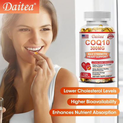 Coenzyme Q10 Capsules, 300 Mg Each, To Promote Cardiovascular Health and Heart Health, Provide Energy To Support Joint Health