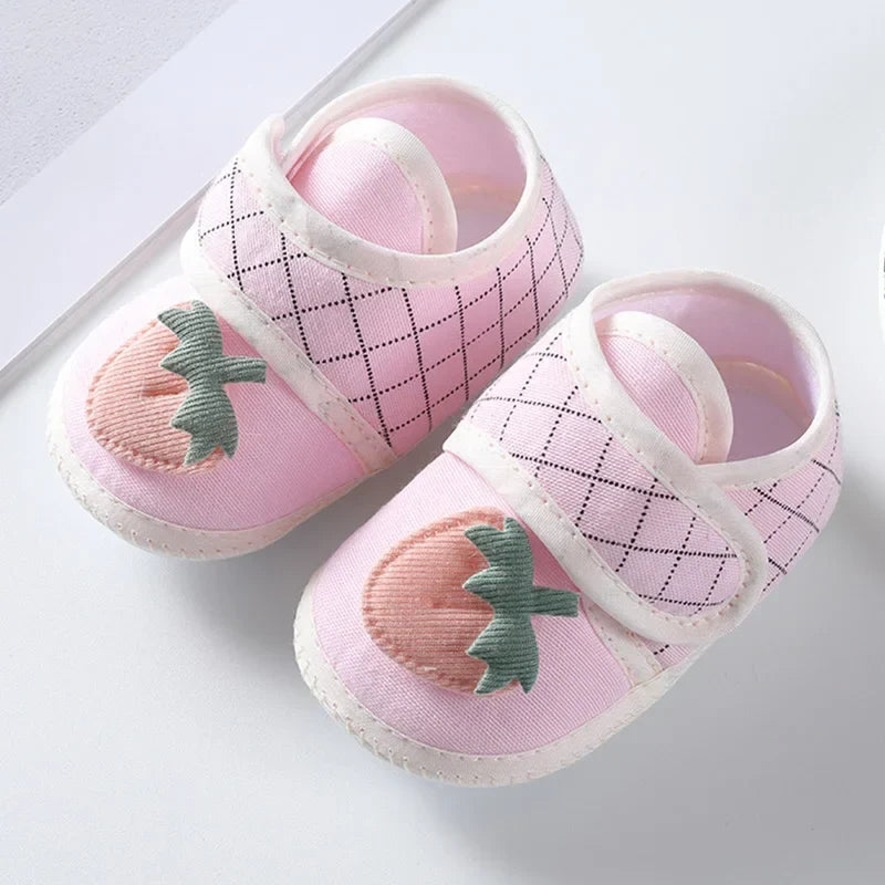 Newborn Baby Boy Girls Shoes Spring Autumn Lovely Floral Embroidery Anti-Slip Sneaker Crib Shoes Soft Cotton Cute First Walkers (Available)