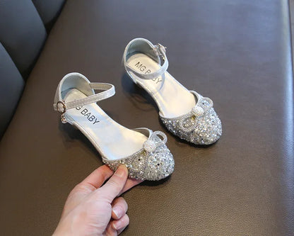 Girls High Heels for Kids Party Wedding Evening Dress Shoes 2021 Fashion Crystal Summer Princess Stockings Girl Sandals E02165