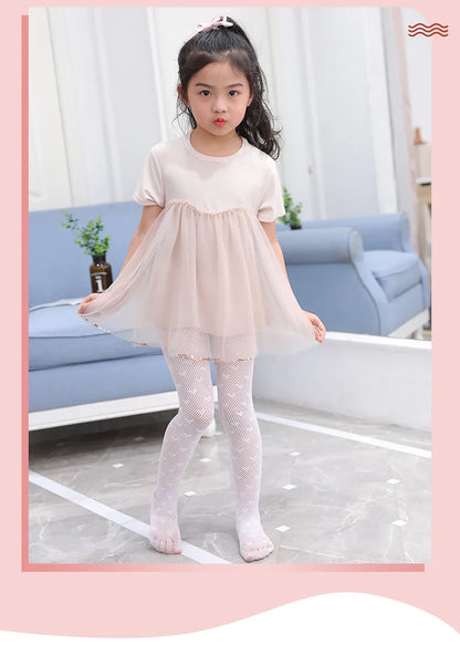 Girls Princess Pantyhose Children Children Summer Thin leggings Mesh Stockings Little Princess White Tight Love Soft Hosiery