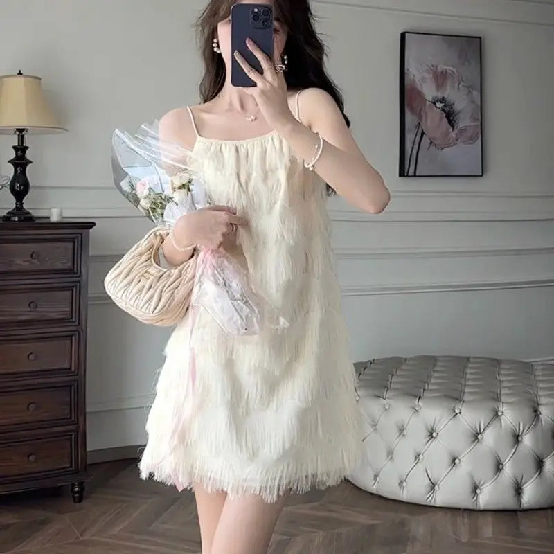 Fringed Dress 2025 Summer Beach Holiday Style A Fringed Women's Suspender Dress