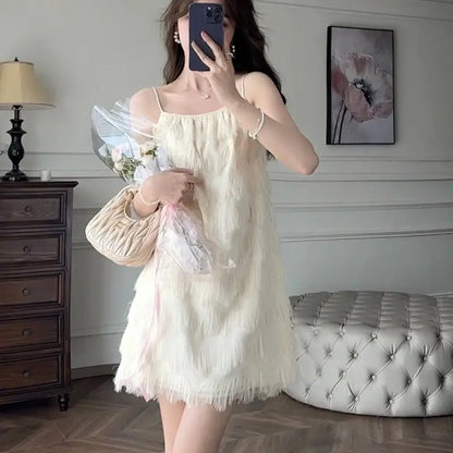 Fringed Dress 2025 Summer Beach Holiday Style A Fringed Women's Suspender Dress