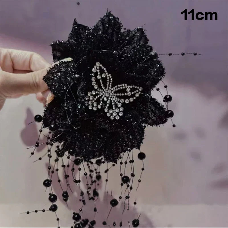 Fashion Fairy Butterfly Feather Tassel Hair Claw Shark Clips Temperament Mesh Flower Claw Clip Women Headwear Hair Accessories
