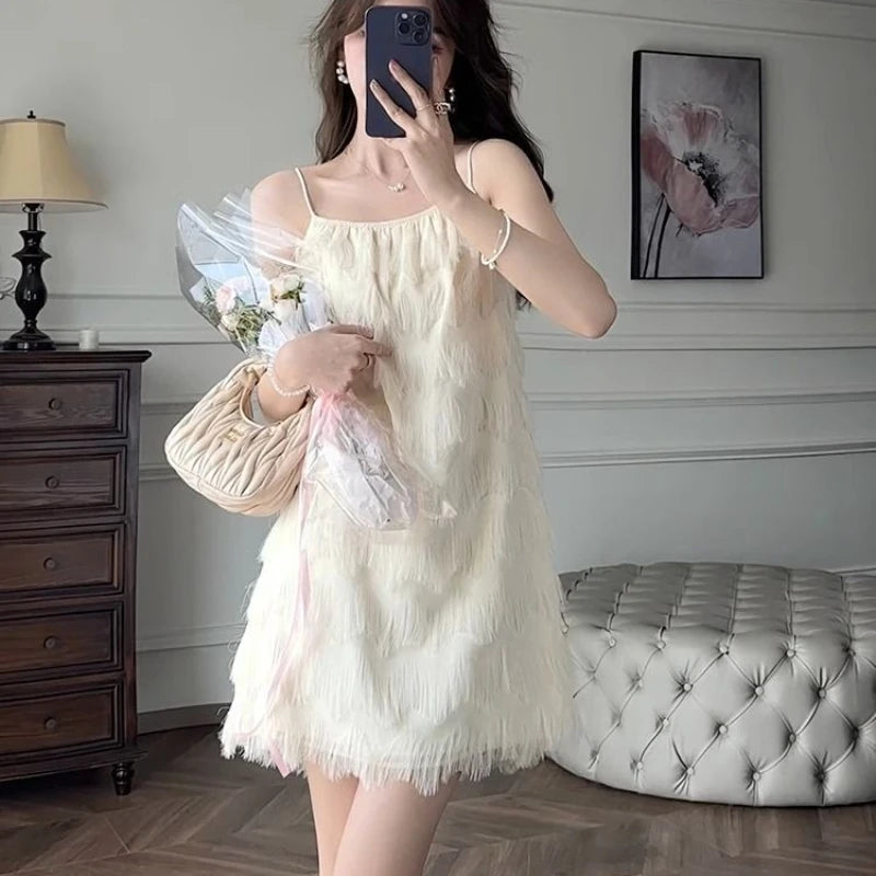 Fringed Dress 2025 Summer Beach Holiday Style A Fringed Women's Suspender Dress