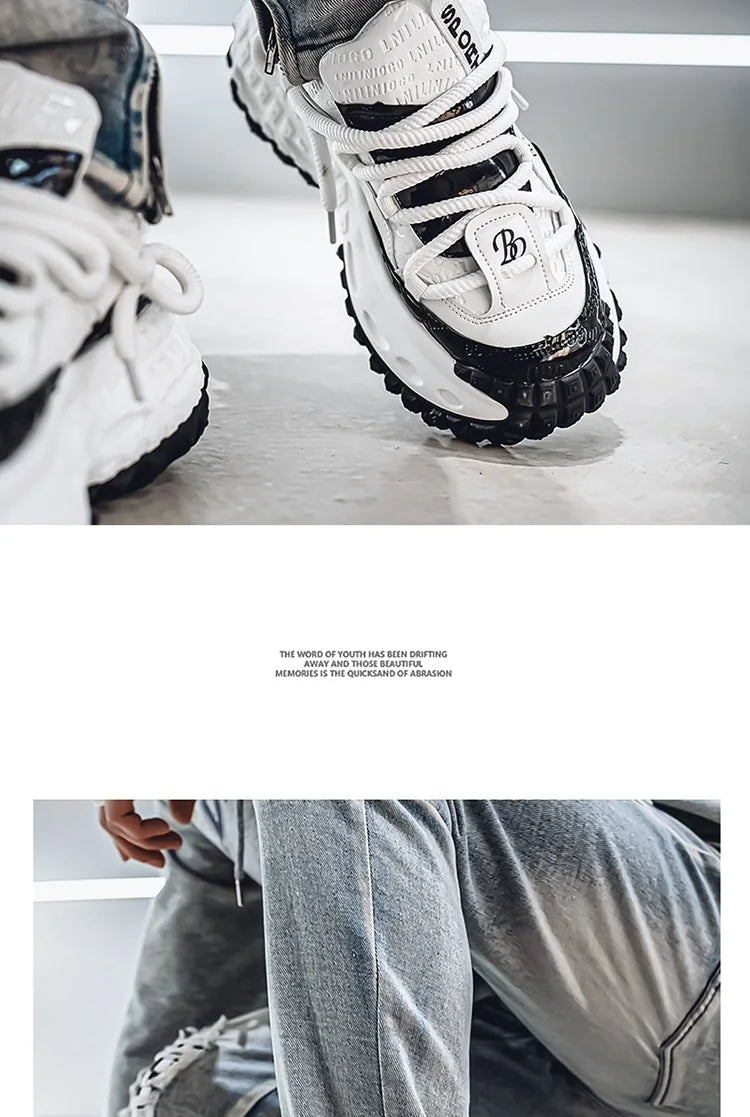 New Thick Soled Height Increasing Men's Casual Shoes 2025 Spring Color Blocked Comfortable Fashion Trend Low Cut Chunky sneakers