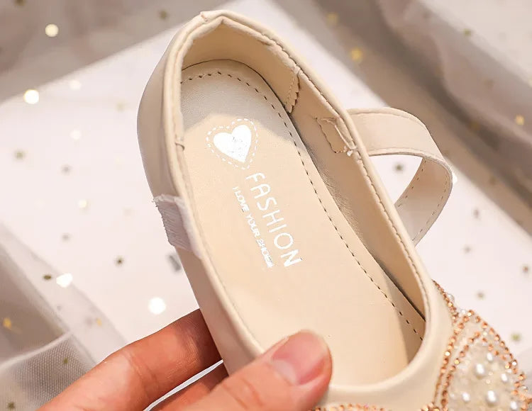 Children Princess Shoes Glitter Party Wedding Shoes for Girls Fashion Rhinestone Toddlers Ballet Flats Causal Kids Leather Shoes