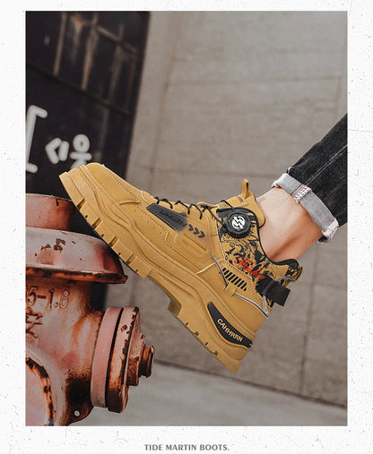Men's Casual Outdoor Boots Fall Breathable Trendy Versatile Leisure Knob Board Shoes Anti-slip Riding Fashion Sneakers