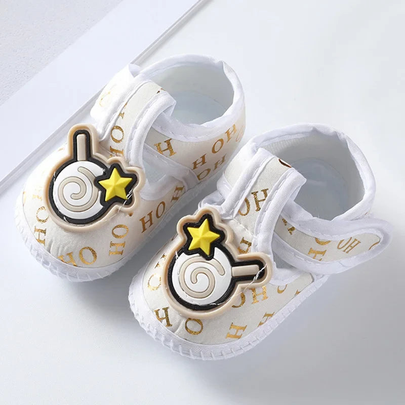 Newborn Baby Boy Girls Shoes Spring Autumn Lovely Floral Embroidery Anti-Slip Sneaker Crib Shoes Soft Cotton Cute First Walkers (Available)