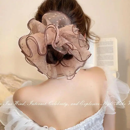 Women's Hair Accessories; Big Black Scrunchies Hairties for Buns and Ponytails, Chic Headwear Hair Bands