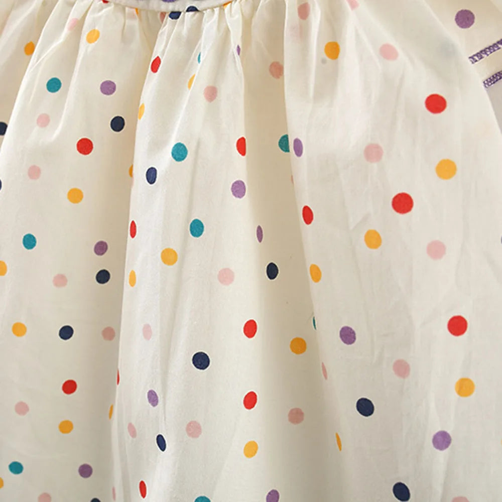 Summer New Girl'S Dress With Small Flying Sleeves Tulip Embroidery Dotted Print Sweet Princess Dress Light And Thin Style (0-3 Y