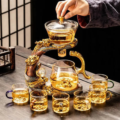 Lazy Glass Automatic Tea Set Business Gift High Borosilicate Dragon Kung Fu Teaware Sets