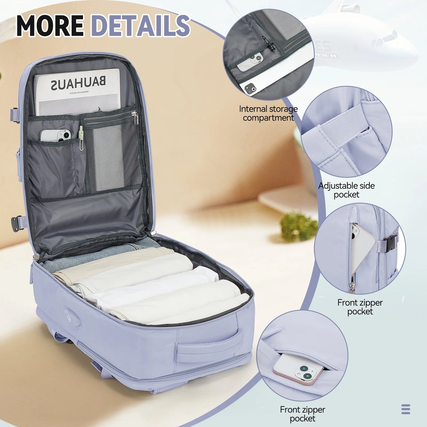 Carry on Luggage Backpack 40x30x20 Backpack Travel Cabin Ladies Backpack Waterproof Backpack，Hand Laptop Backpack for Men,  Bag