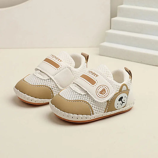 Baby Sneakers Soft Breathable Shoes Spring Summer Infant First Walkers Newborn Outwear Shoes Baby Boy Girl Cute Shoes Khaki, Red