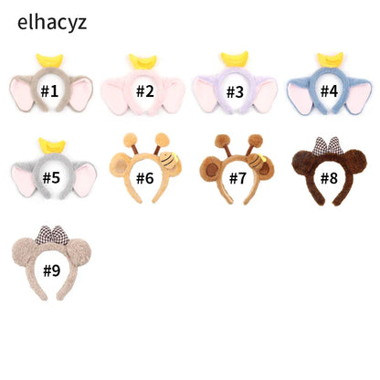 Mickey Mouse Disney Fashion Women Bow Bear Ear Plush Hair Band Cartoon Headband Female Sweet Cute Girls Hairband Hair Accessorie