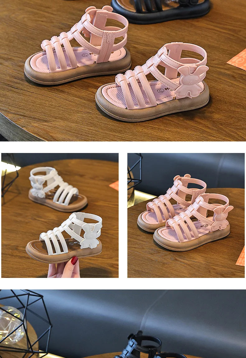 1-10Y Baby Girls Sandals Summer Children's New Cool Fashion Princess Cute Versatile Shoes for Students Flat Sandal Casual Shoe
