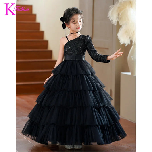 Girls' Long Princess Dress For Birthday Party Children's Fashion Show Dress Performance Evening Gown Clothing For Kids 4-12Y