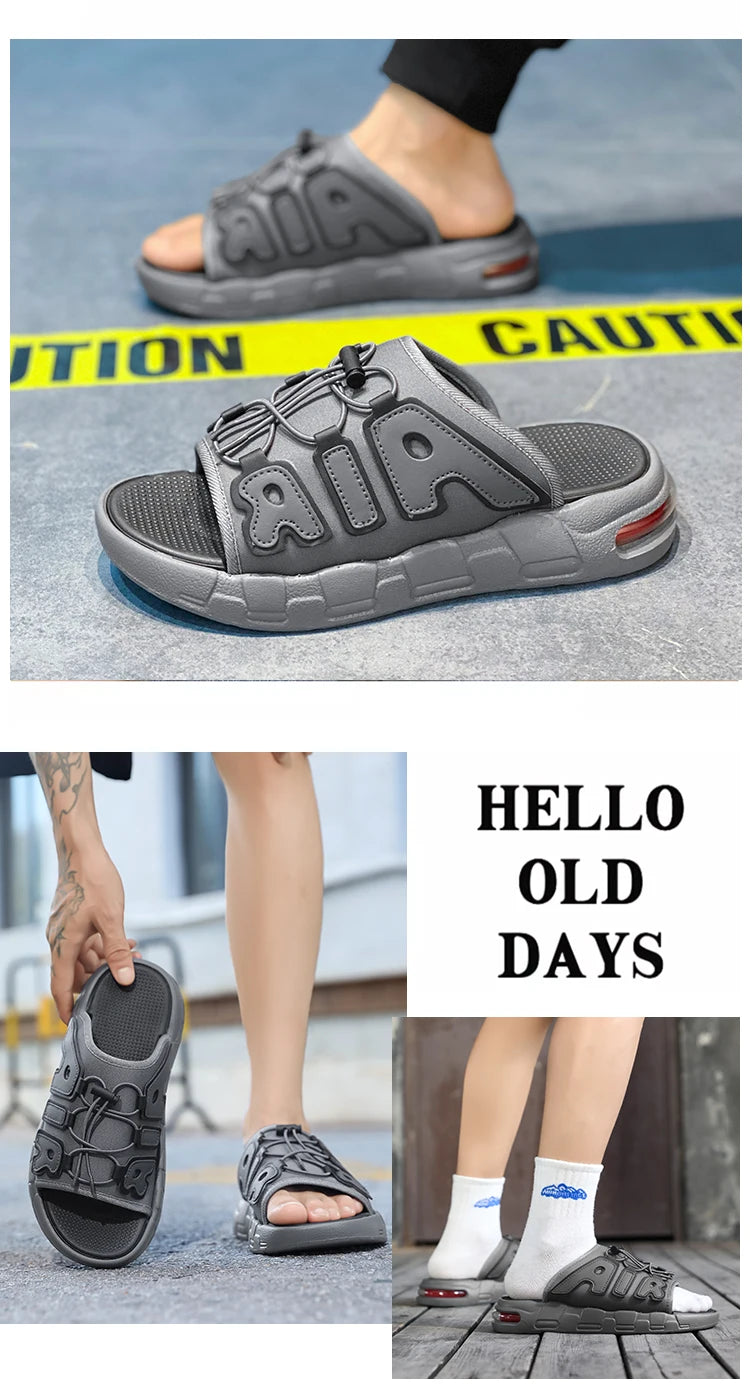 Fashion Luxury Men Slides Designer Platform Men's Cushion Slippers High quality Brand Slides For Man Beach Outdoor Sandals Men