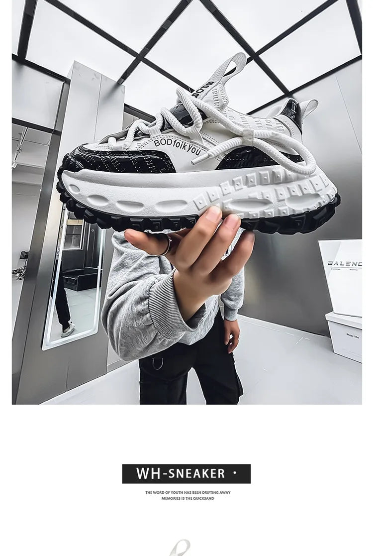 New Thick Soled Height Increasing Men's Casual Shoes 2025 Spring Color Blocked Comfortable Fashion Trend Low Cut Chunky sneakers