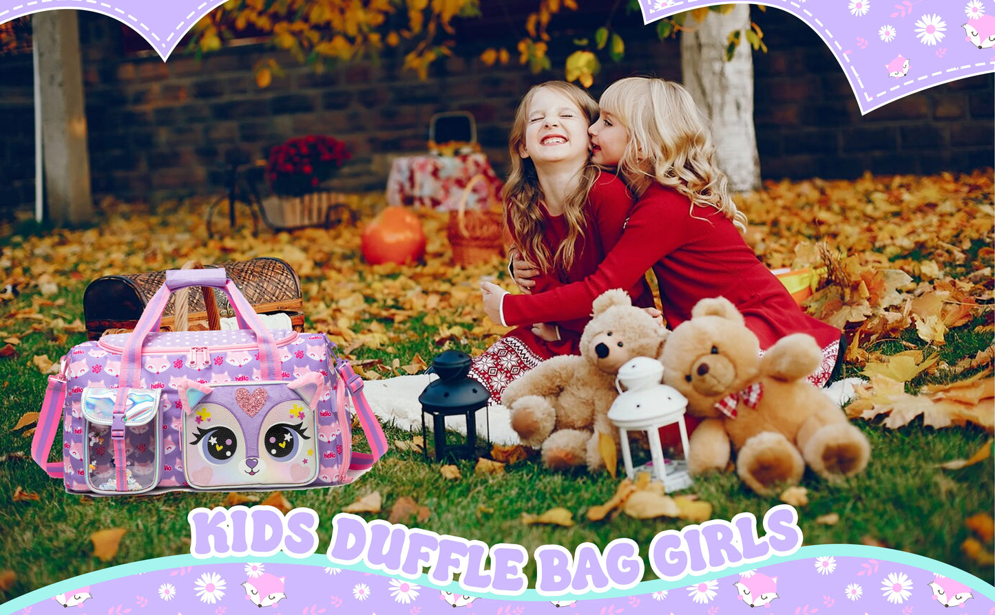 Girls Travel Duffle Bag with Shoe Compartment Sports Duffel   Pack Travel Luggage Handbag Outdoor Camping