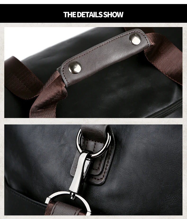 PU Leather Travel Duffel Bag Luggage Weekender Overnight Tote for Men Women Gym Sports Crossbody Carry on Waterproof  Handbags