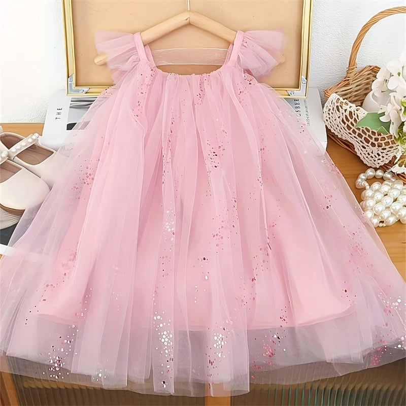 Sweet Baby Girl Birthday Party Evening Dress Children Summer Sleeveless Fairy Princess Gauze Dresses Fashion Toddler Kid Costume