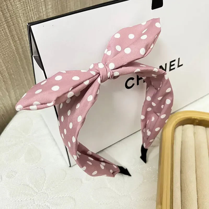 Fashion Hair Accessories Trend Women's Wide Headband Bow Knot Cross Sweet Style Polka Dot Hairband Cute Hoop Headwear