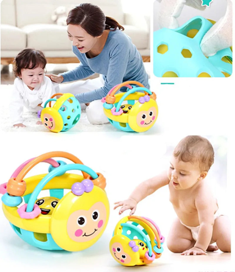 Baby Sensory Teether Ball with BPA-free silicone, easy-grip design, and soft rattle for newborns and infants