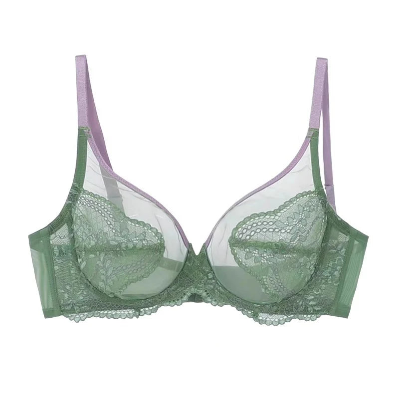 Seamless Lace Bra Breathable Ice Silk Unlined Brassiere Underwear Women's Sexy Push Up Wire Free Ultra-thin Bralette Lingerie